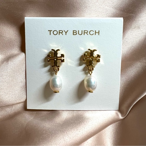Tory Burch Kira Small Pearl Drop Earrings Womens Designer Earrings - Picture 3 of 8